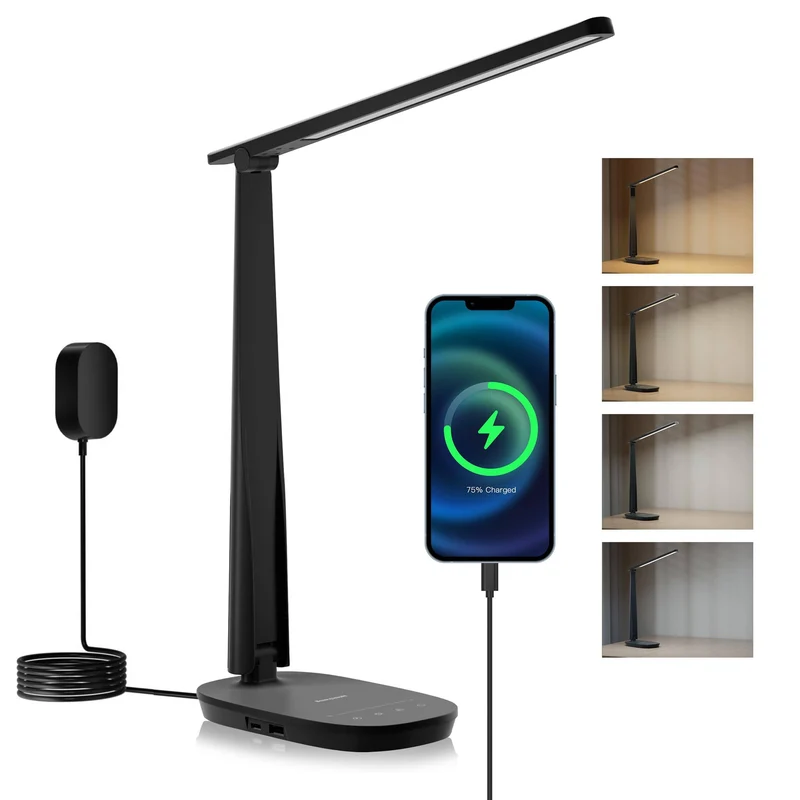 Honeywell HWT-H2 Sunturalux Lampada da Scrivania LED con Protezione Degli Occhi, 3 Modalità di Illuminazione (Nero)