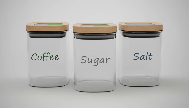 Set 3 Barattoli Cucina Vetro e Bambù 1 Litro | Sale, Zucchero, Caffè | Forma Quadrata Moderna | Coperchio in Legno con Chiusura Ermetica | Contenitori Alimentari