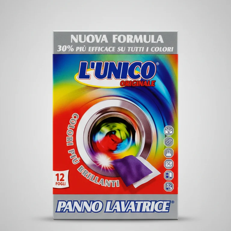 L'UNICO ORIGINALE® Panno Cattura Colore 12 Fogli | Sistema Anti-Trasferimento Cationico | 30% Più Efficace | Per Lavaggi Misti