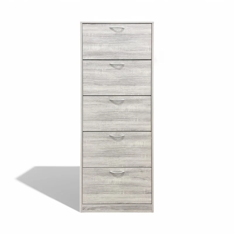 Scarpiera verticale 5 ante in legno truciolare bilaminato grigio 60x24xH180 cm
