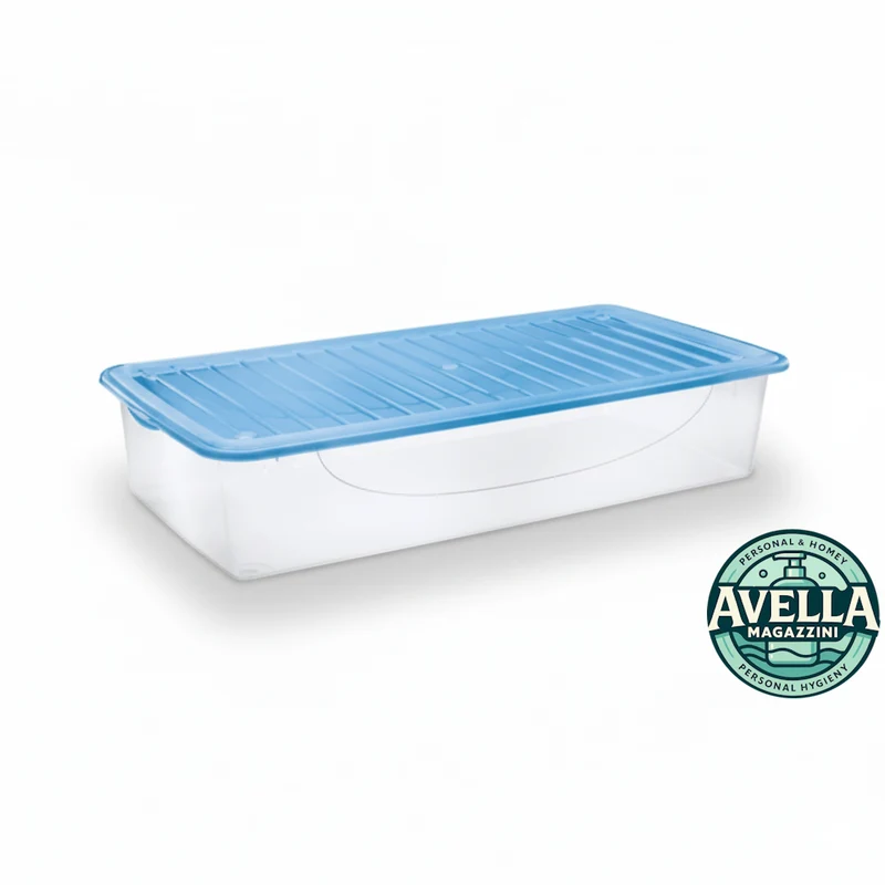 Tontarelli Box Sottoletto 56,4 Litri | Contenitore Salvaspazio Extra-Large 79x59x16,8 cm | Fusto Semitrasparente e Coperchio Antipolvere