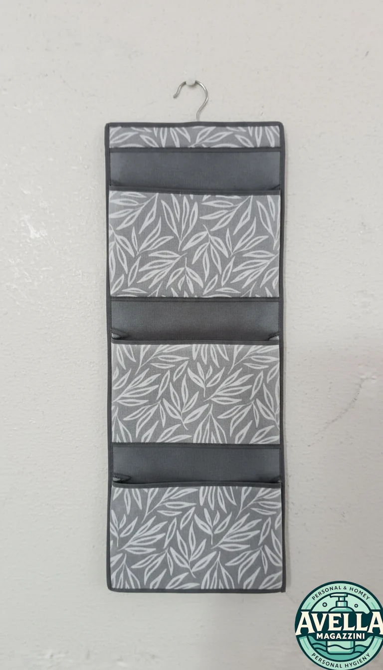 AD Trend Portaoggetti da Parete Bertha 30x80 cm | Organizer Verticale in TNT con Gancio, 3 Tasche, Salvaspazio, Fantasia Foglie