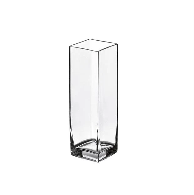 Vaso Quadrato Vetro 10x10x27 Cm