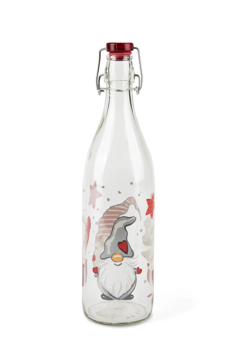Excelsa Gnomo Bottiglia di Vetro, Capacità 1 L., Altezza 32,5 Cm.