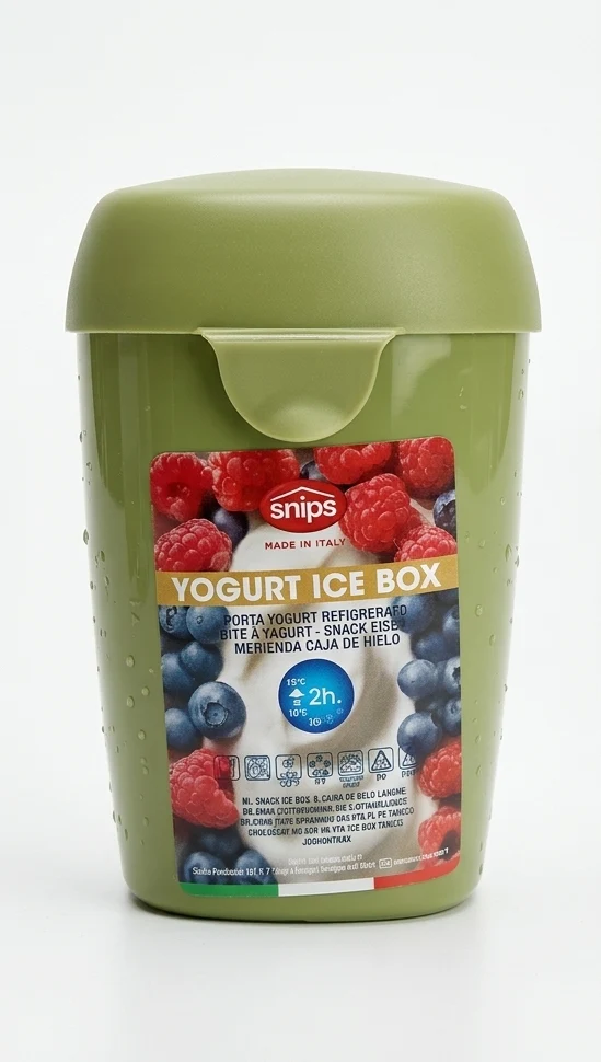Snips Contenitore Refrigerato Porta Yogurt 0,5lt Verde | Porta Merenda Termico con Ghiacciolo Integrato | Mantieni Fresco Yogurt e Frutta fino a 2 Ore | Made in Italy
