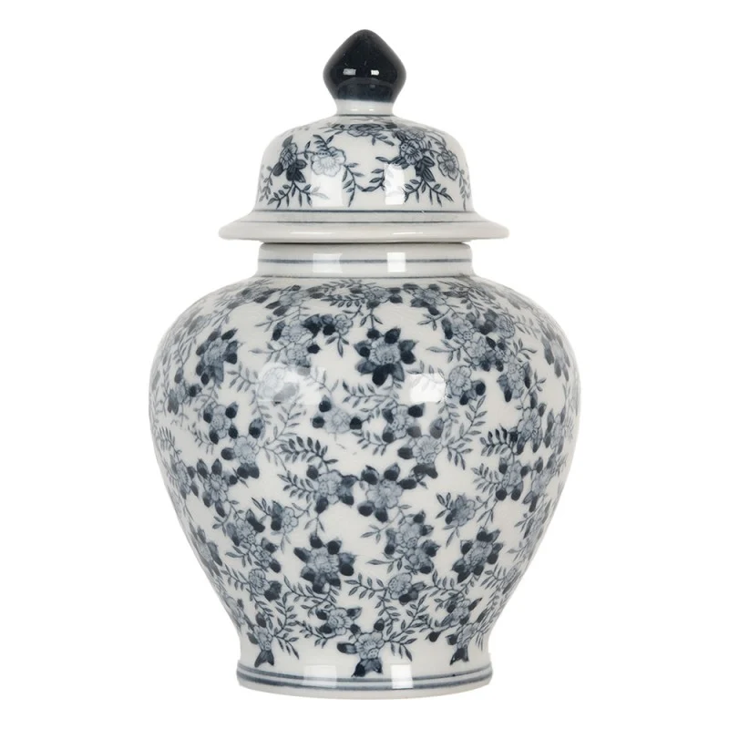 Vaso Con Coperchio Fiori Blu D 14x21 Cm