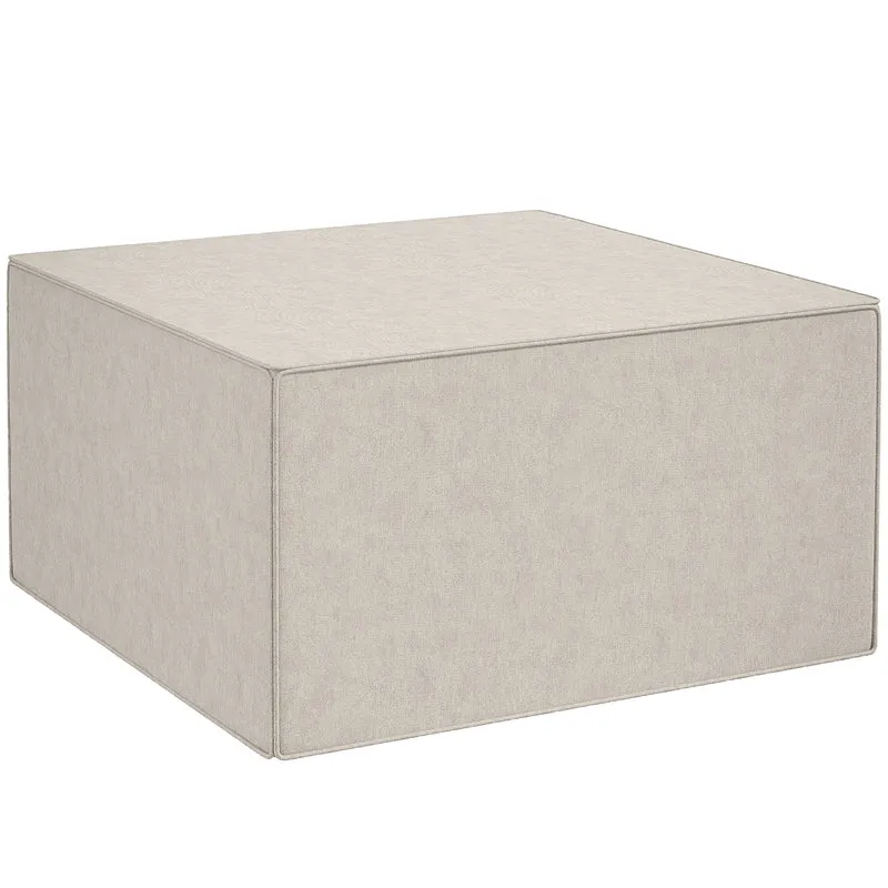 EasyComfort Poggiapiedi 2 in 1 con Rivestimento Rimovibile in Tessuto Effetto Lino, 75x75x41 cm, Beige