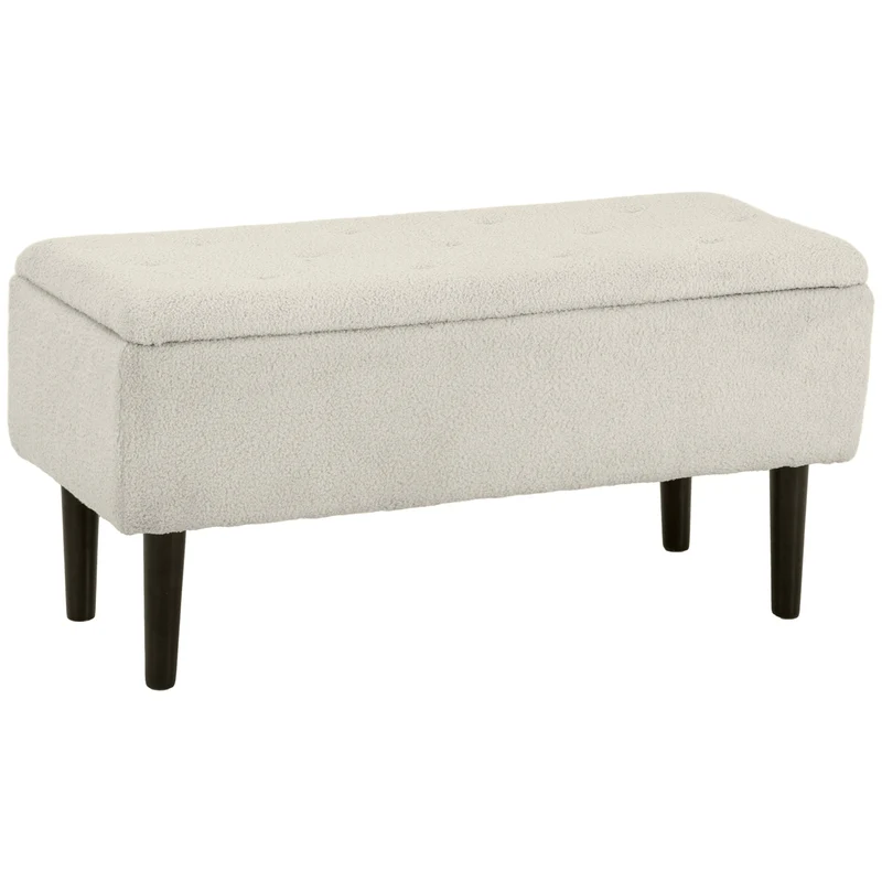 EasyComfort Panca Fondoletto con Vano Contenitore da 47L e Rivestimento Bouclé, 95x38x45 cm, Beige