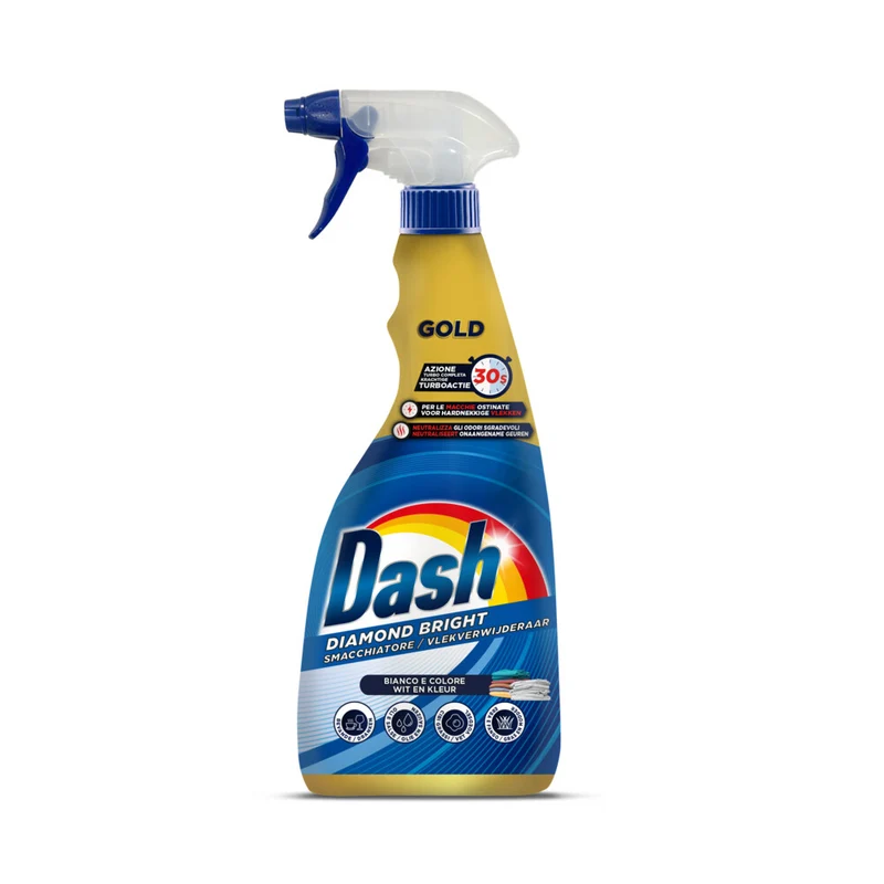 DASH Diamond Bright Smacchiatore Spray 750ml | Azione Turbo 30 Secondi | Smacchia e Neutralizza Odori | Per Bianchi e Colorati