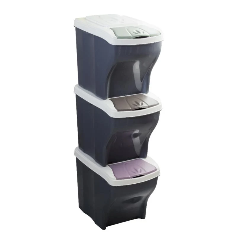 BAMA Poker Tris – Pattumiera Raccolta Differenziata 60L (3x20L) – Colori Assortiti