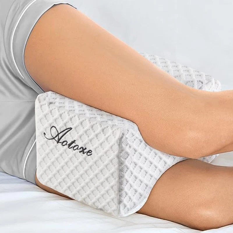 AOTOZE Cuscino ortopedico per gambe per chi dorme sul fianco, in memory foam, ergonomico, per ginocchia, 25 x 20 x 16 cm