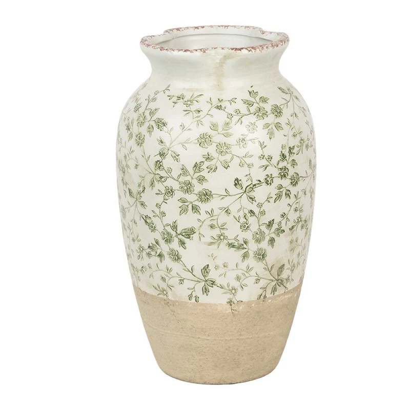 Vaso Decoro Floreale Verde D 16x27 Cm