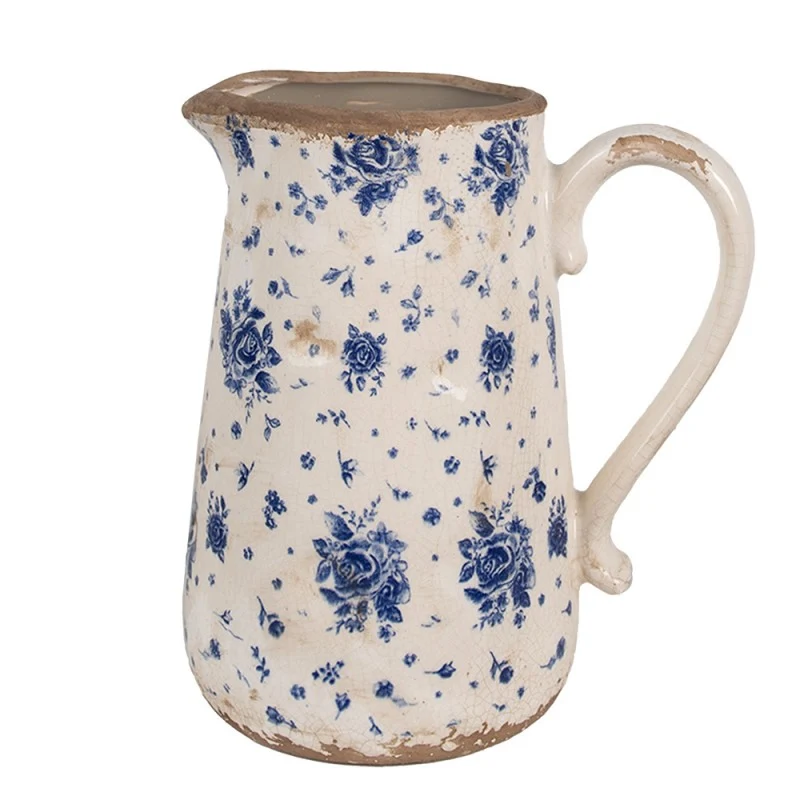 Brocca Decoro Fiori Blu 21x15x23 Cm