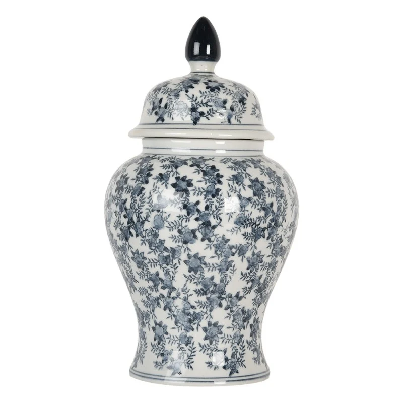Vaso Con Coperchio Blu Bianco D 22x40 Cm