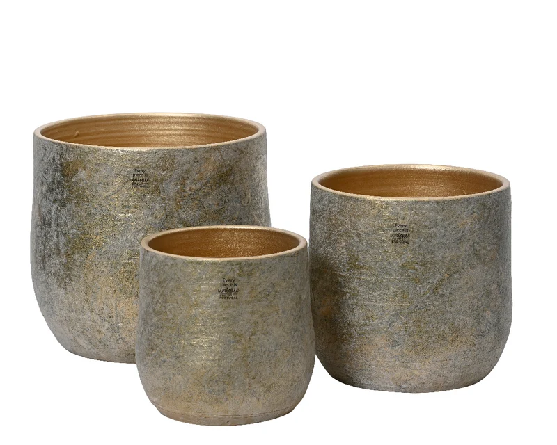 Vaso Grigio Interno Oro M