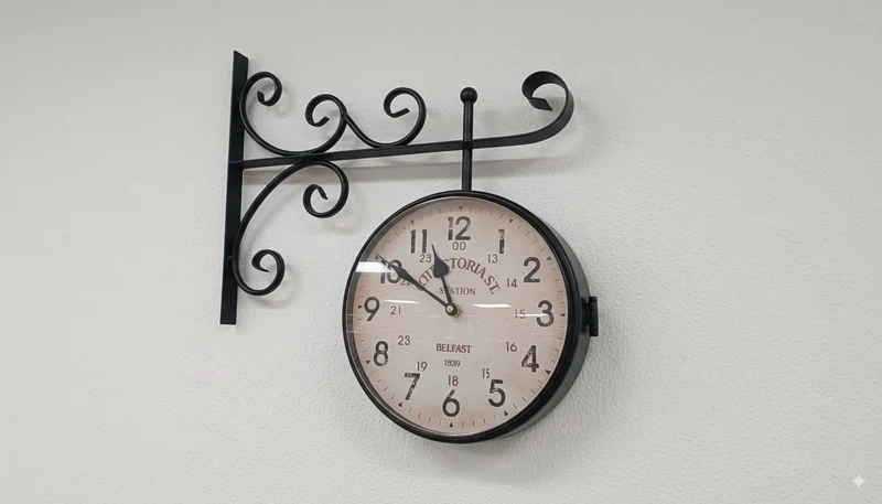 AD TREND Orologio da Parete Doppio - Design Vintage per Interni ed Esterni 24cm- CON GRAFFIO