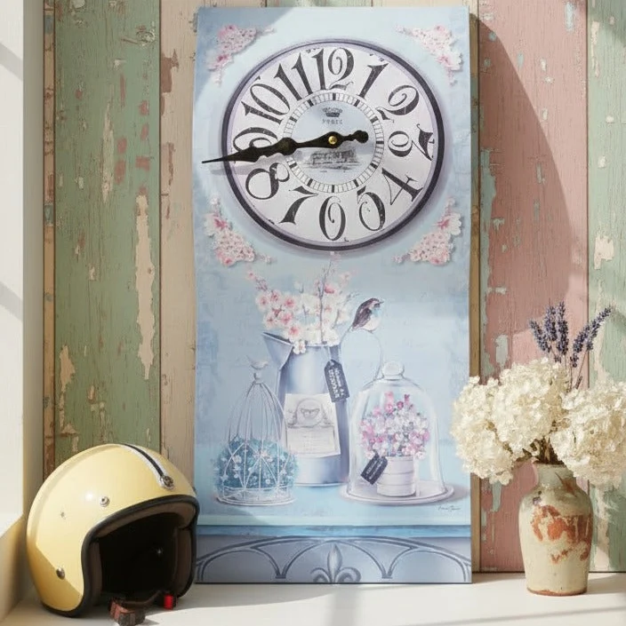 Star Orologio da Parete Shabby Chic 25x60 cm – Stampa Artistica su Metallo – Design Vintage e Raffinato