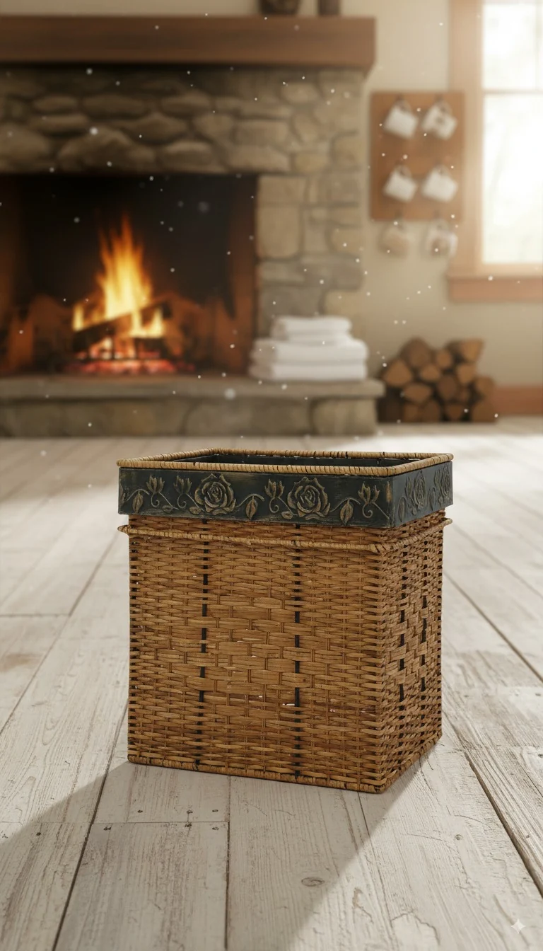 AD TREND Cesto Portaoggetti in Vimini e Metallo 26x40x40cm - Design Elegante