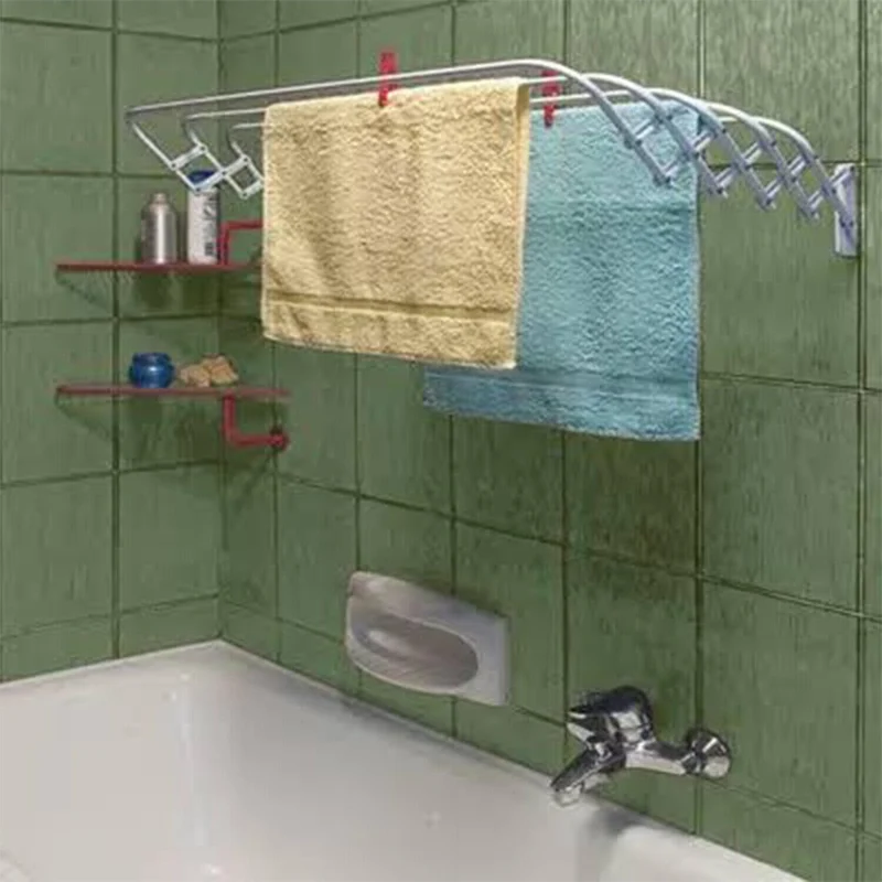 Gimi Brio Super 80 Stendibiancheria da Parete Estensibile | 4 Metri di Stenditura | Design a Fisarmonica Salvaspazio in Acciaio Bianco | Antiruggine per Bagno e Lavanderia