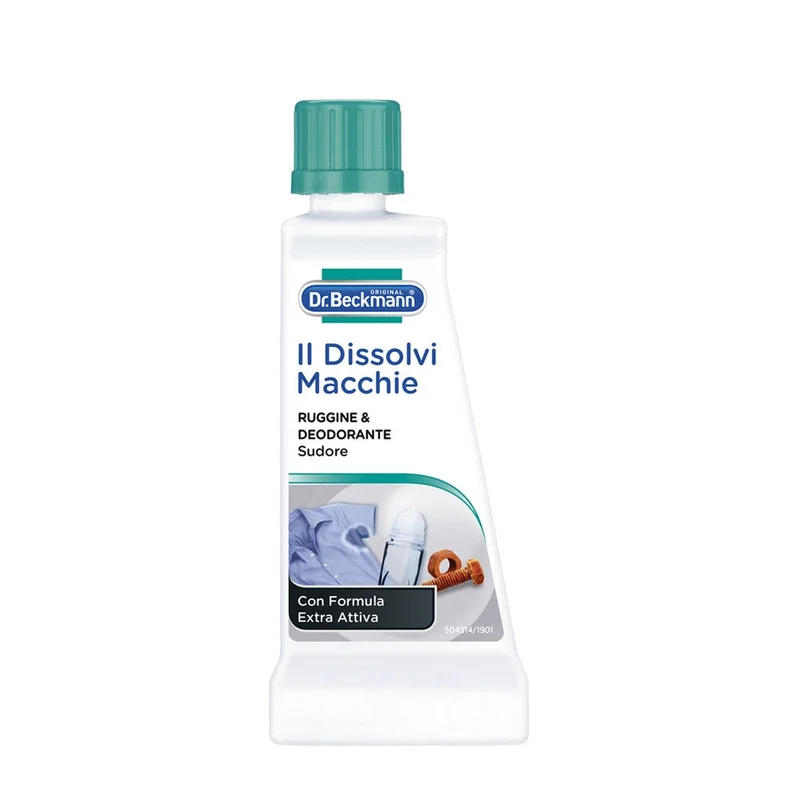 Dr. Beckmann Dissolvi Macchie Ruggine & Deodorante 50ml | Rimuove Ruggine, Aloni di Sudore e Deodorante | Sicuro su Tessuti e Ceramica | Formula Extra Attiva
