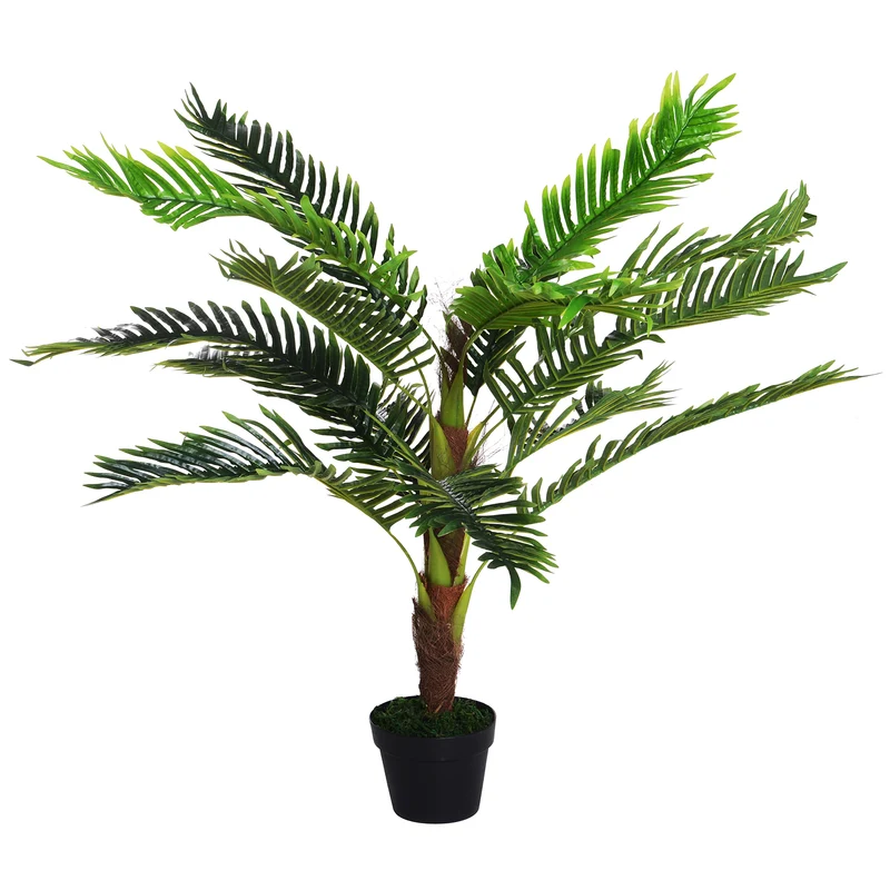 EasyComfort Pianta Artificiale Palma Cycas Alta 123cm per Interno ed Esterno con Vaso Incluso