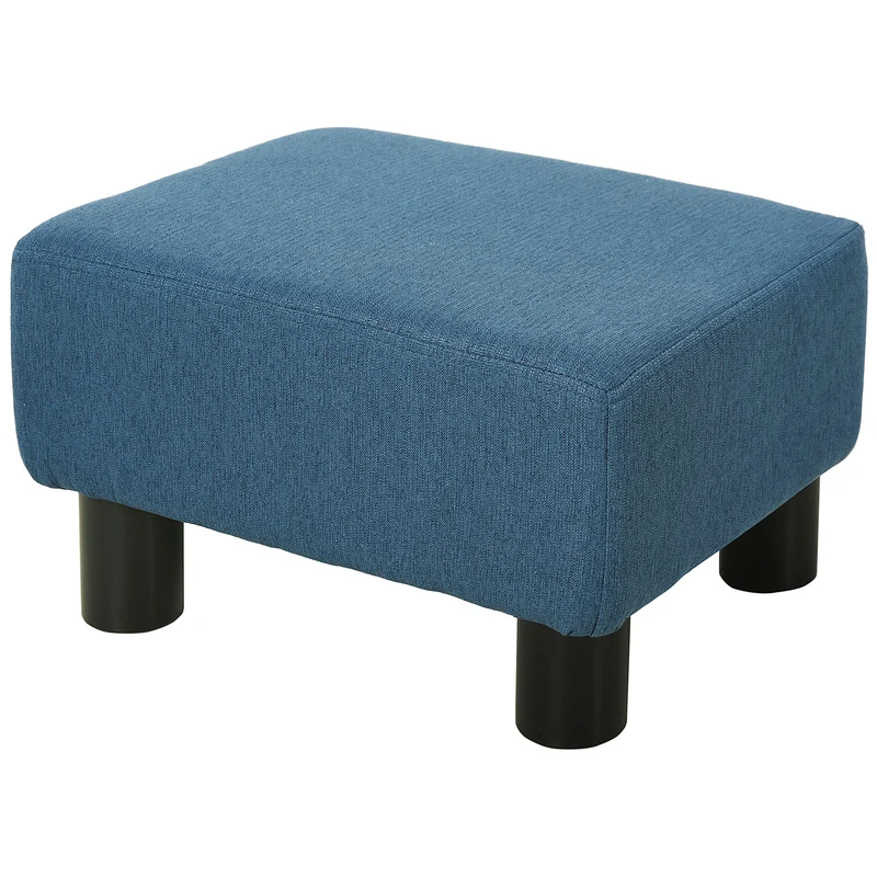 EasyComfort Pouf Poggiapiedi Imbottito e Rettangolare in Poliestere e Plastica, 40x30x24 cm, Blu Scuro