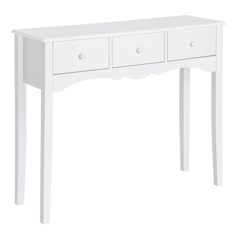 EasyComfort Tavolo Consolle Moderno da Ingresso in MDF con 3 Cassetti, 100x32x85 cm, Bianco