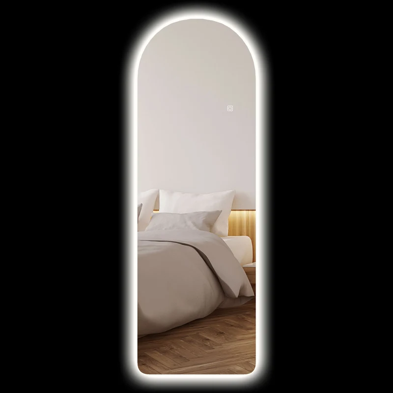 EasyComfort Specchio da Parete ad Arco con Illuminazione LED Regolabile e Controllo Touch, in Vetro Temperato, 40x3x120 cm