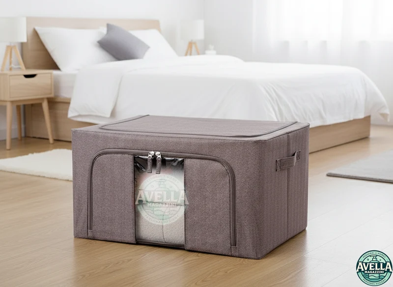 AD Trend Scatola Armadio Rigida 50x40x28 cm | Struttura in Ferro | Contenitore Pieghevole Traspirante per Cambio Stagione