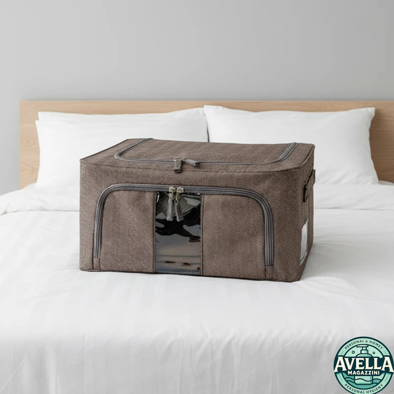 AD Trend Scatola Armadio Rigida 39x29x20 cm | Struttura in Ferro Salvaspazio | Contenitore Pieghevole e Traspirante