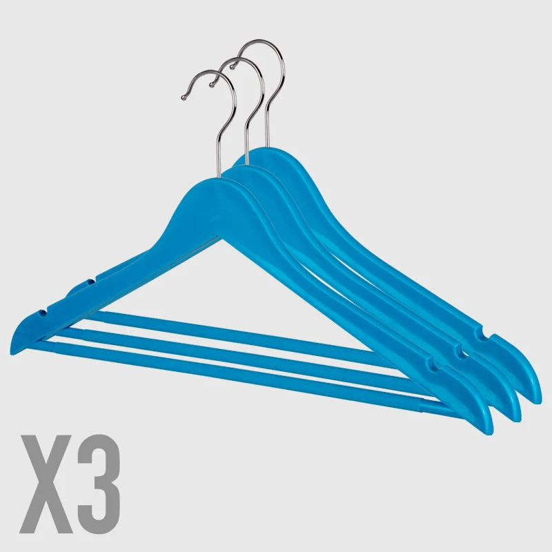 Ometti Basic in Plastica - Set da 3 Grucce, Gancio in Acciaio, Larghezza 44 cm, Colori Assortiti per Abiti e Giacche