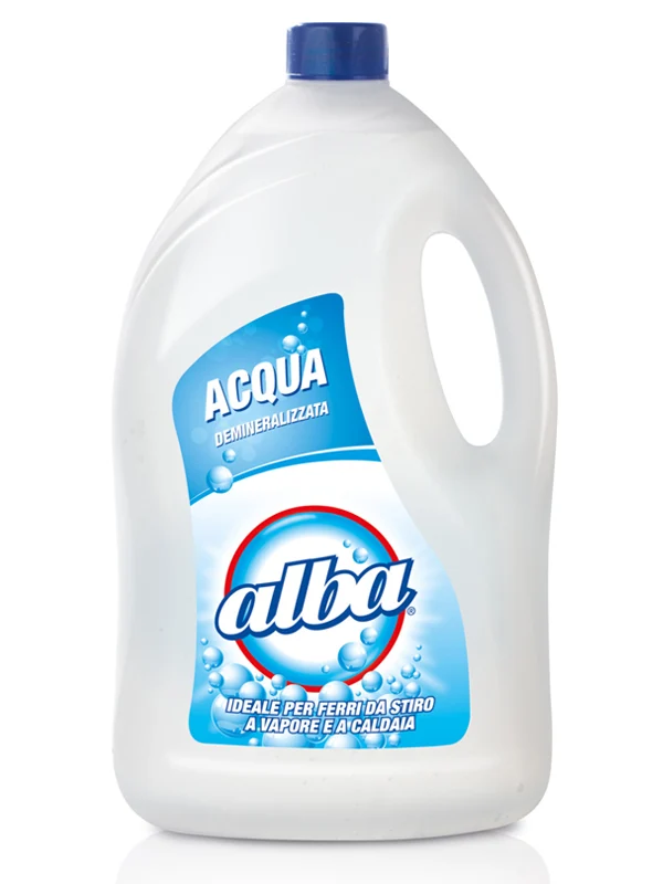 Alba Acqua Demineralizzata 4 Litri – Formato Scorta Anticalcare per Ferri da Stiro e Batterie