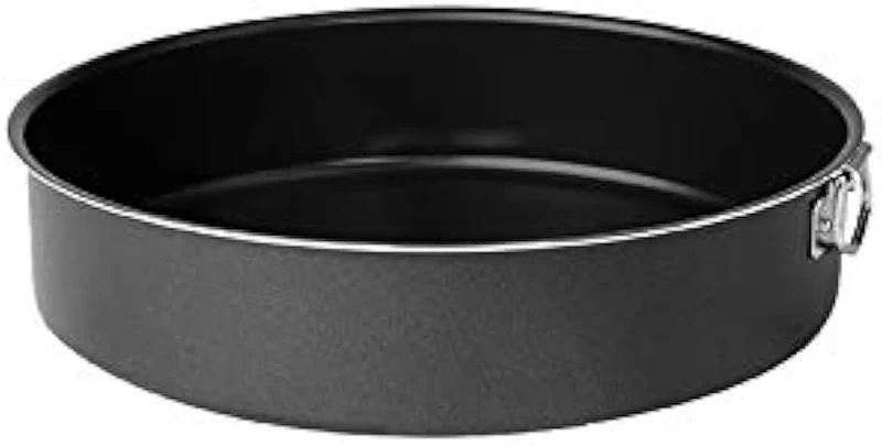 Pentalux Tortiera tonda con bordo alto PENTALUX in alluminio professionale con anello, diametro 22 cm, linea BLACK antiaderente