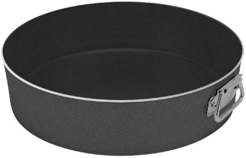 Pentalux Tortiera tonda con bordo alto PENTALUX in alluminio professionale con anello, diametro 30 cm, linea BLACK antiaderente
