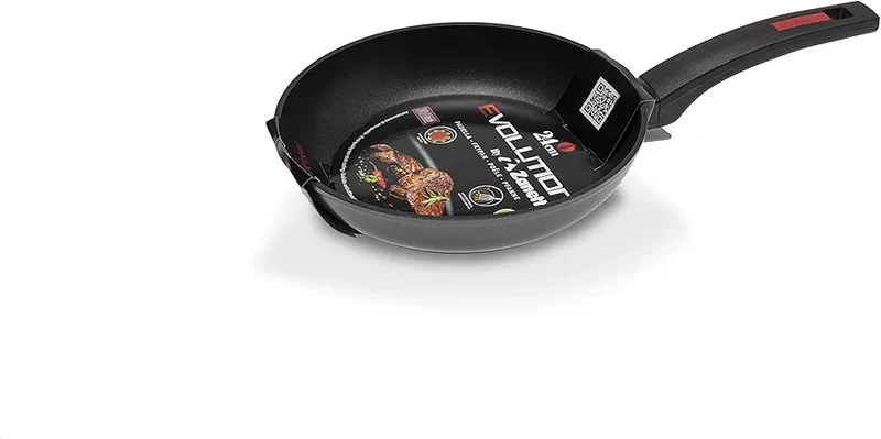 Zanetti Evolution Padella Induzione con fondo antiaderente, per tutti i piani cottura, impugnatura comoda, 24 cm Diametro, colore Nero