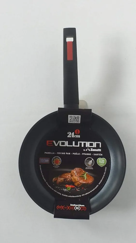Zanetti - Evolution Padella Induzione con fondo antiaderente, per tutti i piani cottura, Diametro 22 cm, colore Nero