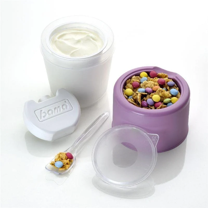 Bama YO KIT Contenitore Portayogurt 0.54L con Pastiglia Refrigerante e Vano Cereali Polipropilene – Soluzione Spuntino Fresco Out-of-Home