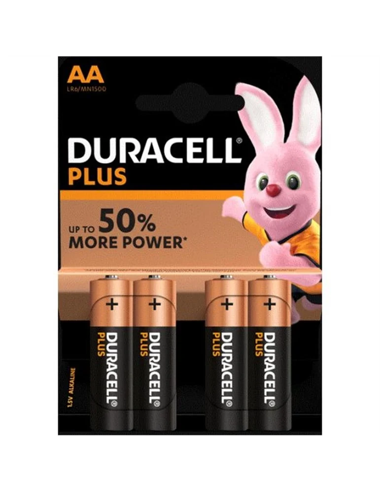 Duracell Plus AA Batterie Stilo Alcaline 1.5V LR06 MX1500 Pile Duracell confezione da 4 Pile Duracel