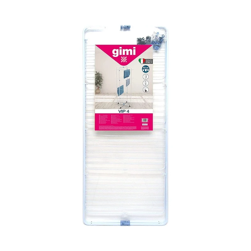 Gimi Vip4 Stendibiancheria Verticale a Torre | 40 Metri di Stenditura | 8 Griglie Indipendenti | Design Salvaspazio per Box Doccia