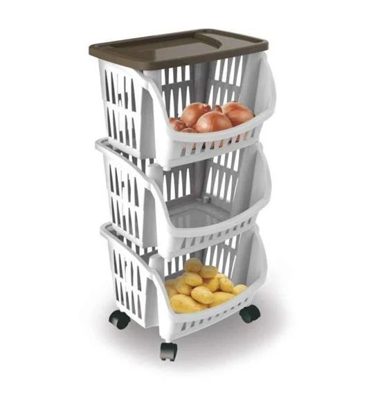 Bama Tidy - Carrello cucina con ruote e vassoio - 39.5 x 30 x 77 cm - Tortora
