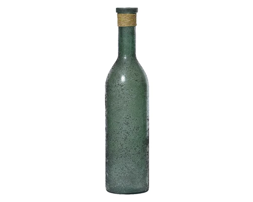 Vaso Anticato Green Decoro Rafia 14x50 Cm