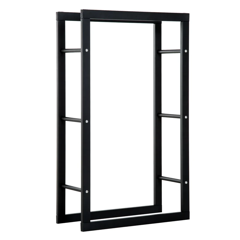 EasyComfort Porta Legna per Casa e Giardino in Ferro Nero, 60x25x100cm