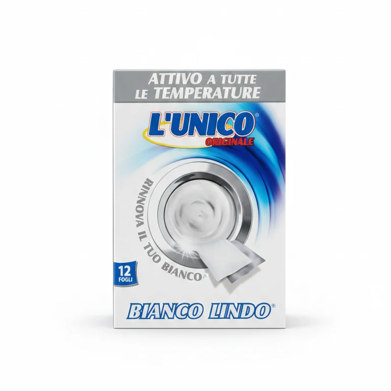 L’Unico Bianco Lindo 12 Foglietti | Additivo Sbiancante e Igienizzante | Azione Anti-Ingrigimento e Protezione Fibre | Per Capi Bianchi