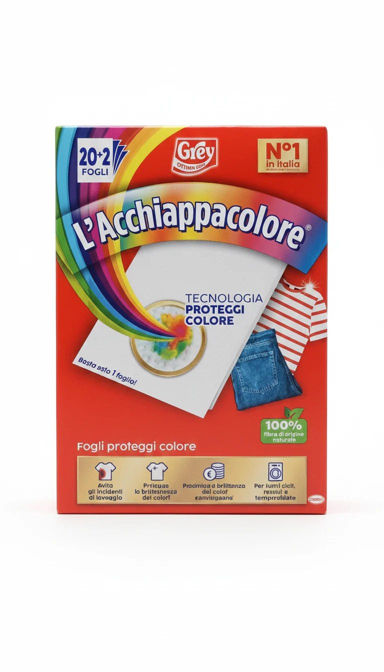 Grey Acchiappacolore Massima Protezione | 22 Fogli (20+2 Omaggio) | Tecnologia Calamita Anti-Trasferimento | 100% Fibre Naturali e Biodegradabili