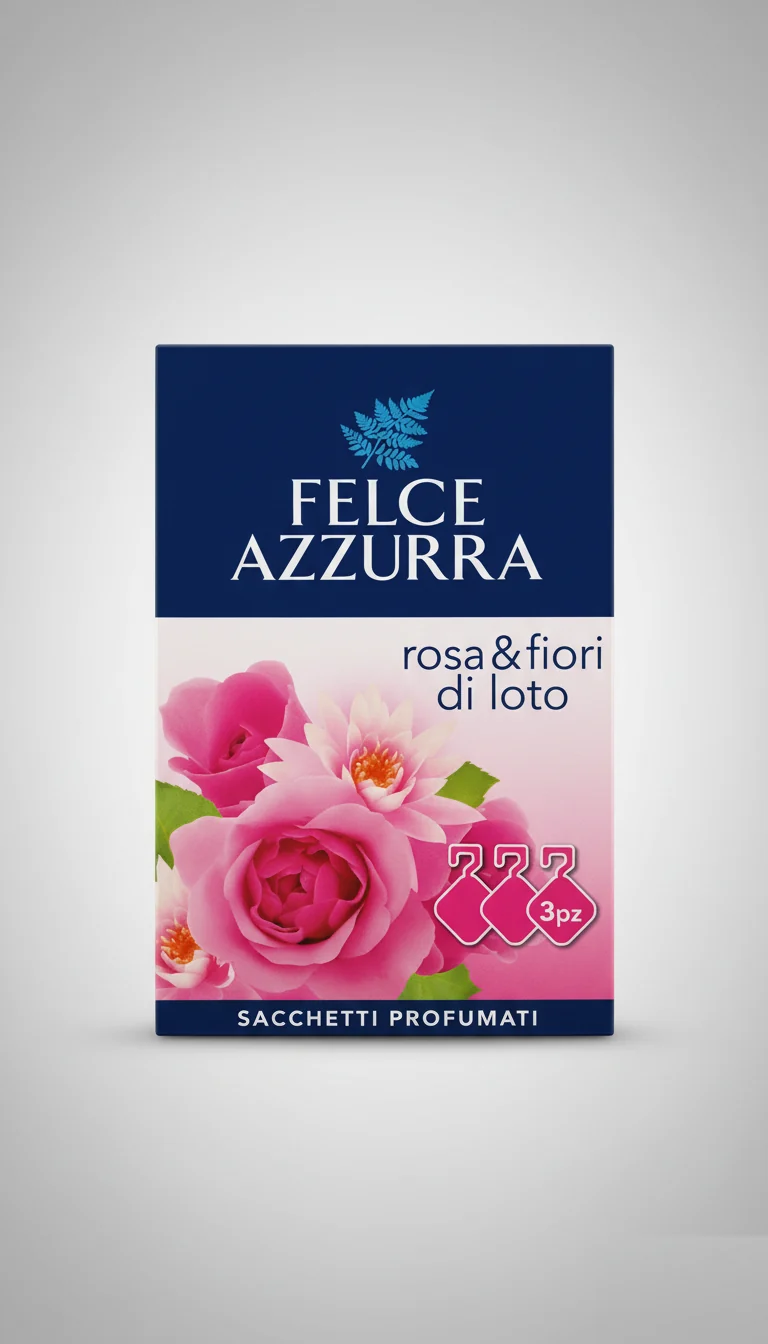 Felce Azzurra | Sacchetti Profumati per Armadi e Cassetti | Fragranza Rosa e Fiori di Loto - Intenso Benessere | Freschezza Fino a 6 Settimane | Note di Muschio e Vaniglia | Confezione da 3 Pezzi