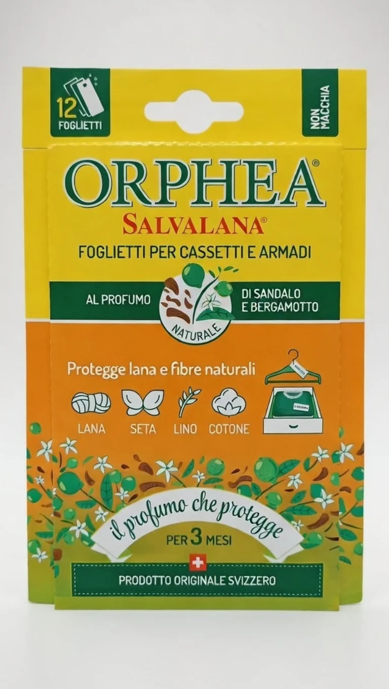 Orphea Salvalana Foglietti Profumati Sandalo e Bergamotto | Foglietti in Cellulosa per Armadi e Cassetti | Profumano e Proteggono gli Indumenti
