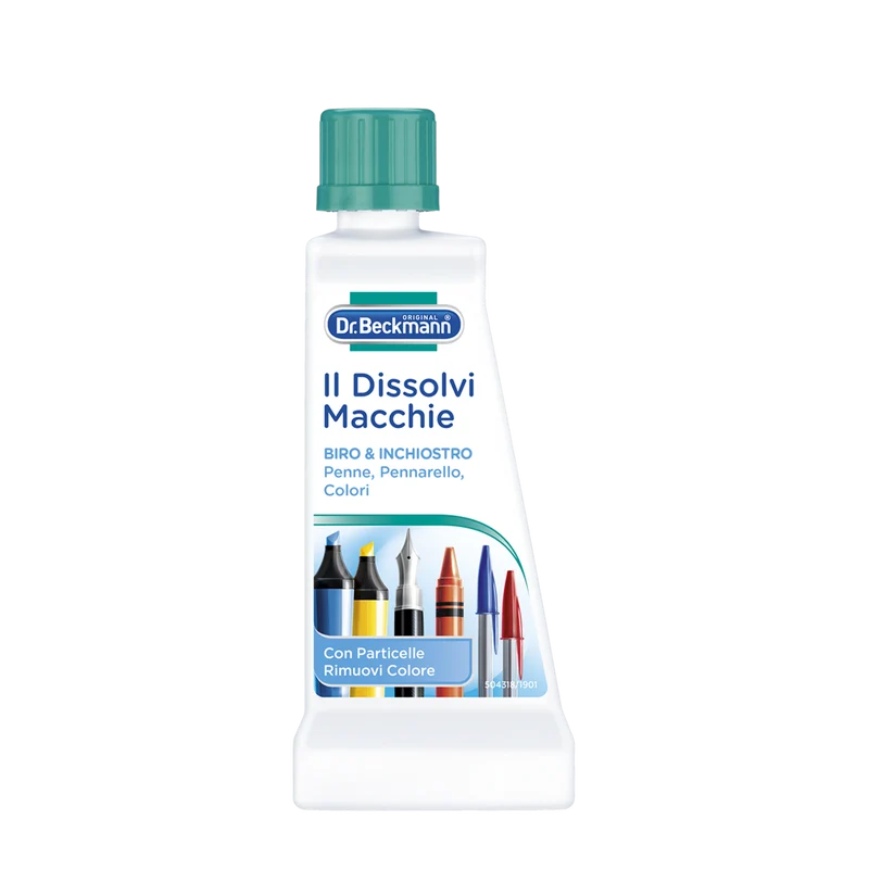 Dr. Beckmann Dissolvi Macchie Biro & Inchiostro 50ml | Rimuove Penna a Sfera, Pennarelli e Inchiostro | Per Tessuti Lavabili e Non | Formula con Particelle Rimuovi-Colore