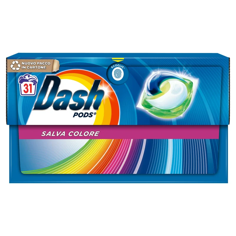 DASH PODS SALVA COLORE DETERSIVO BUCATO LAVATRICE 31 PODS ECODOSI