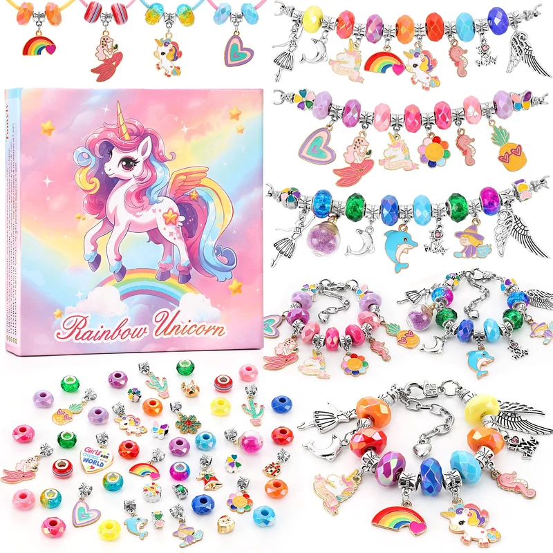 Tomylv Kit Braccialetti Fai Da Te Bambina, Regalo Bambina, Arcobaleno, Kit Gioielli Creativi, Regali Di Compleanno, Giocattoli per Bambini 5-12 Anni