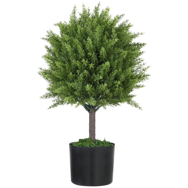 EasyComfort Pianta Finta Albero Cedro con Vaso Incluso per Interno ed Esterno, Altezza 55 cm, Verde